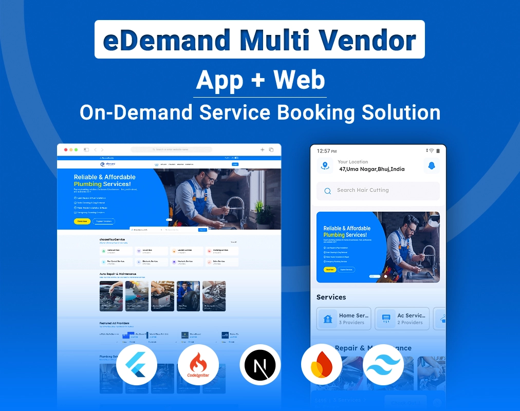 eDemand-Multi Vendor On Demand Handy Services, Handyman with Flutter App | Admin panel | Web Version