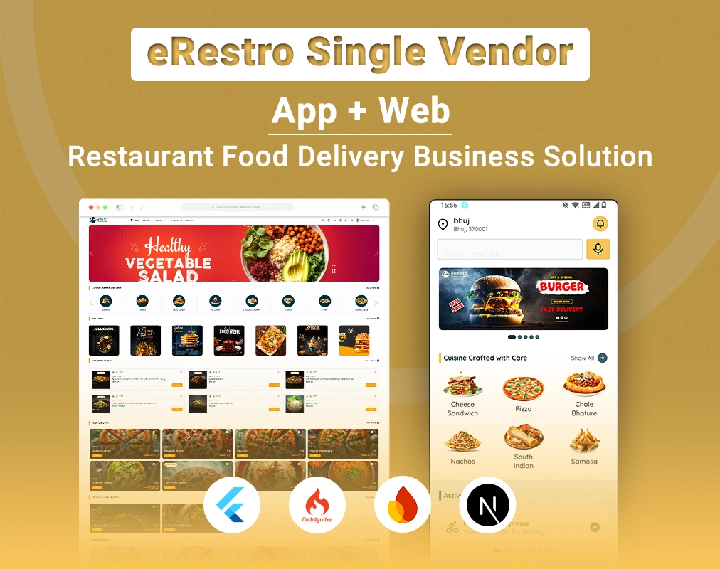 eRestro - Single Vendor Restaurant Flutter App | Food Ordering App with Admin Panel